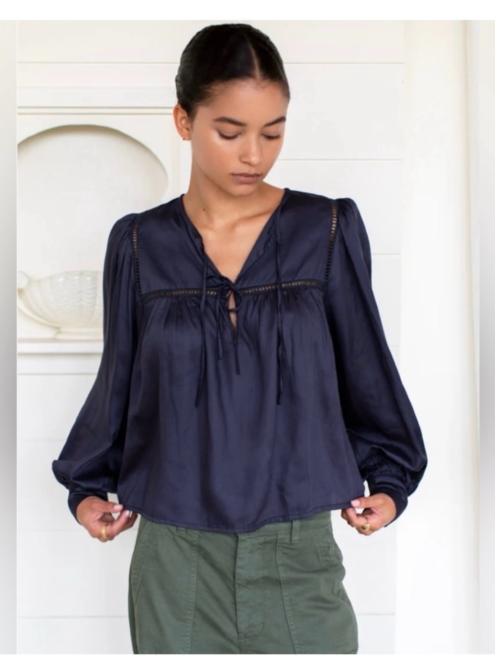 Emerson Fry Lucy Blouse Organic Cotton Big Marigolds Floral White Small